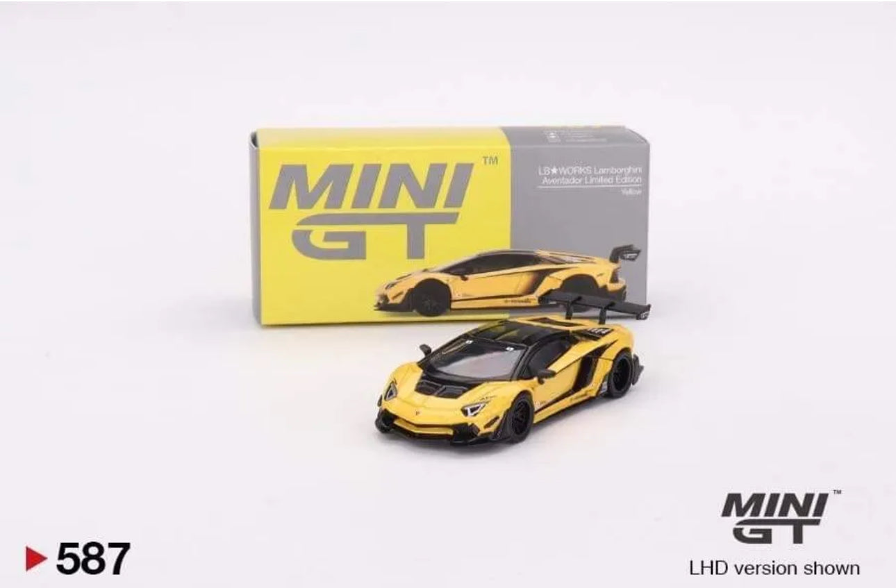 Mini GT LB★WORKS Lamborghini Aventador Limited Edition Yellow 490 2023 Hong Kong Toycar Salon Exclusive FULL SET #587