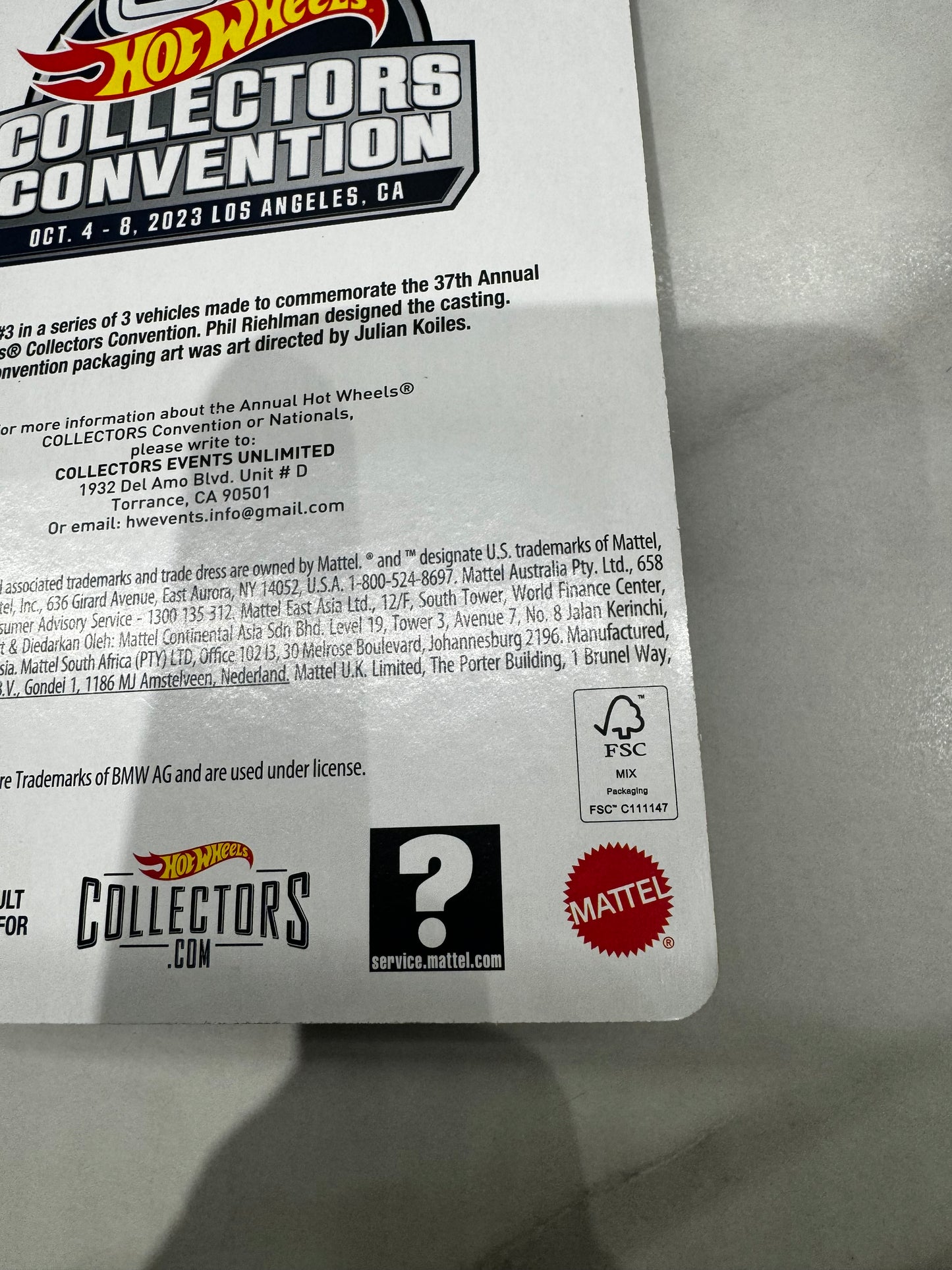 Hot Wheels 2001 BMW M5 3/3 37th Collectors Convention 2023 1865/4000