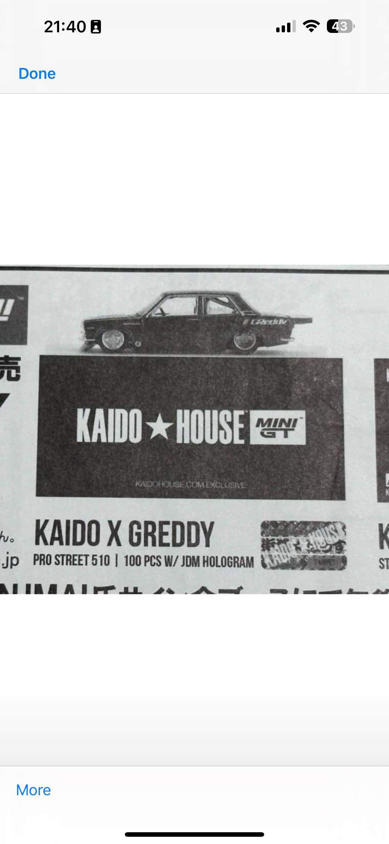 KAIDO HOUSE MINI GT DATSUN 510 Pro Street Greedy Black Limited Numbered 95/100 JAPANESE CONVENTION SEALED 1/64