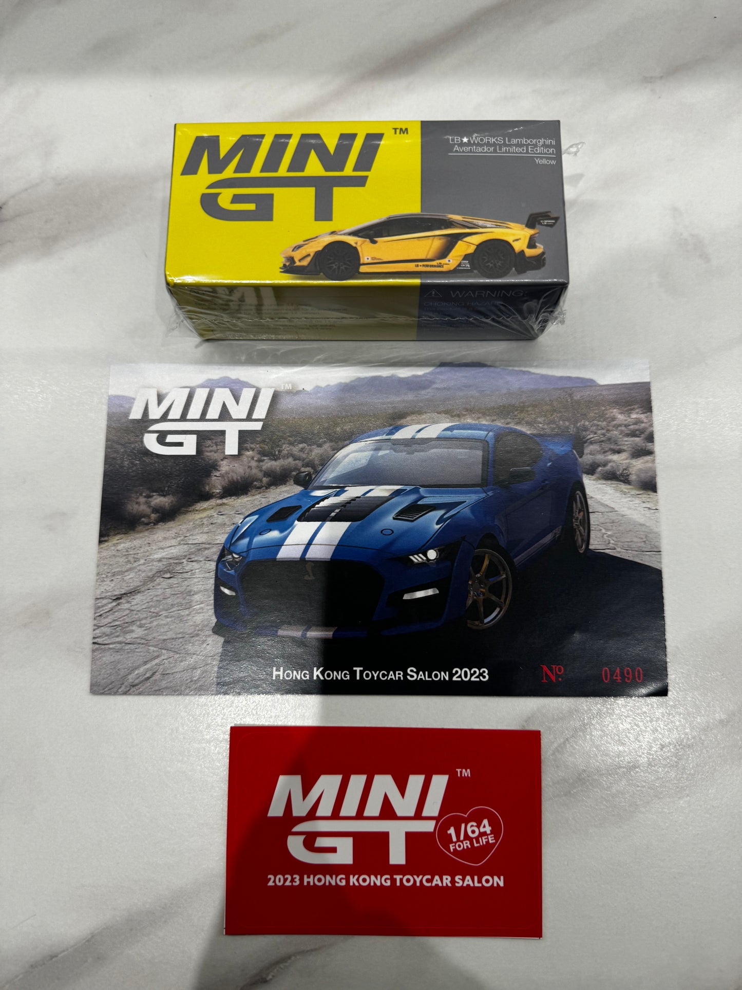 Mini GT LB★WORKS Lamborghini Aventador Limited Edition Yellow 490 2023 Hong Kong Toycar Salon Exclusive FULL SET #587