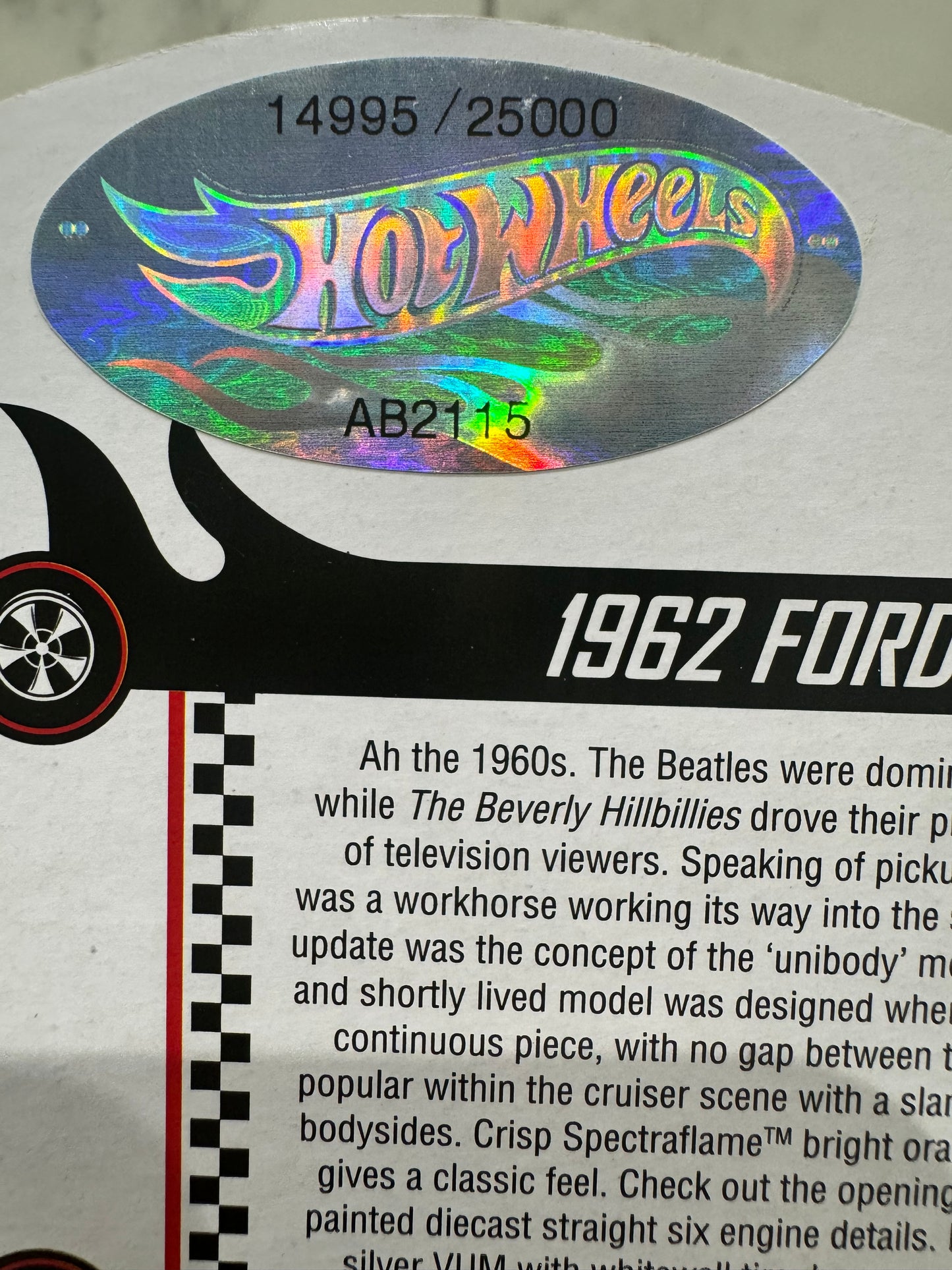 Hot Wheels 1962 Ford F100 RLC Exclusive Orange Pickup 2022 Redline Club 14995/25000