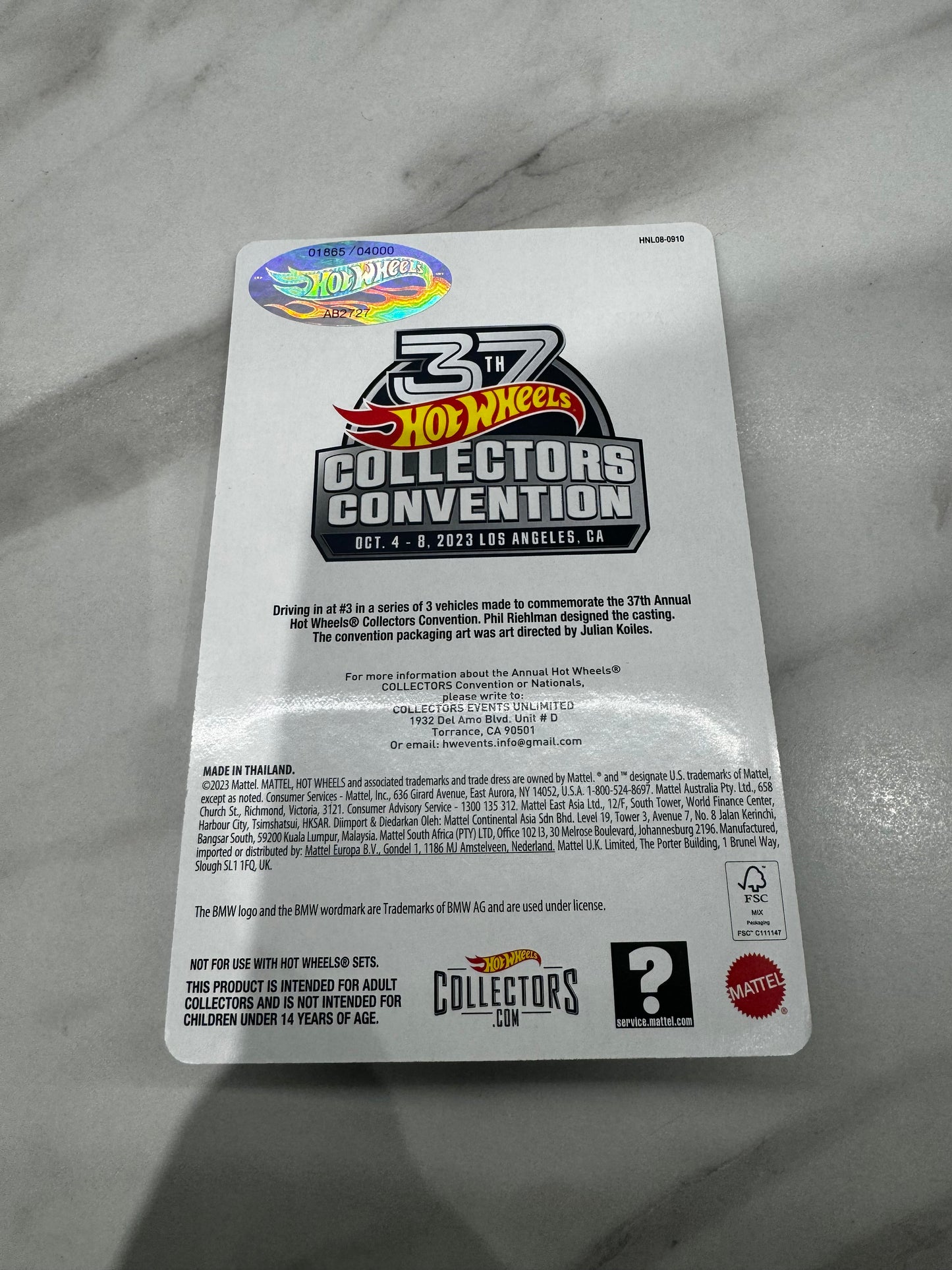 Hot Wheels 2001 BMW M5 3/3 37th Collectors Convention 2023 1865/4000