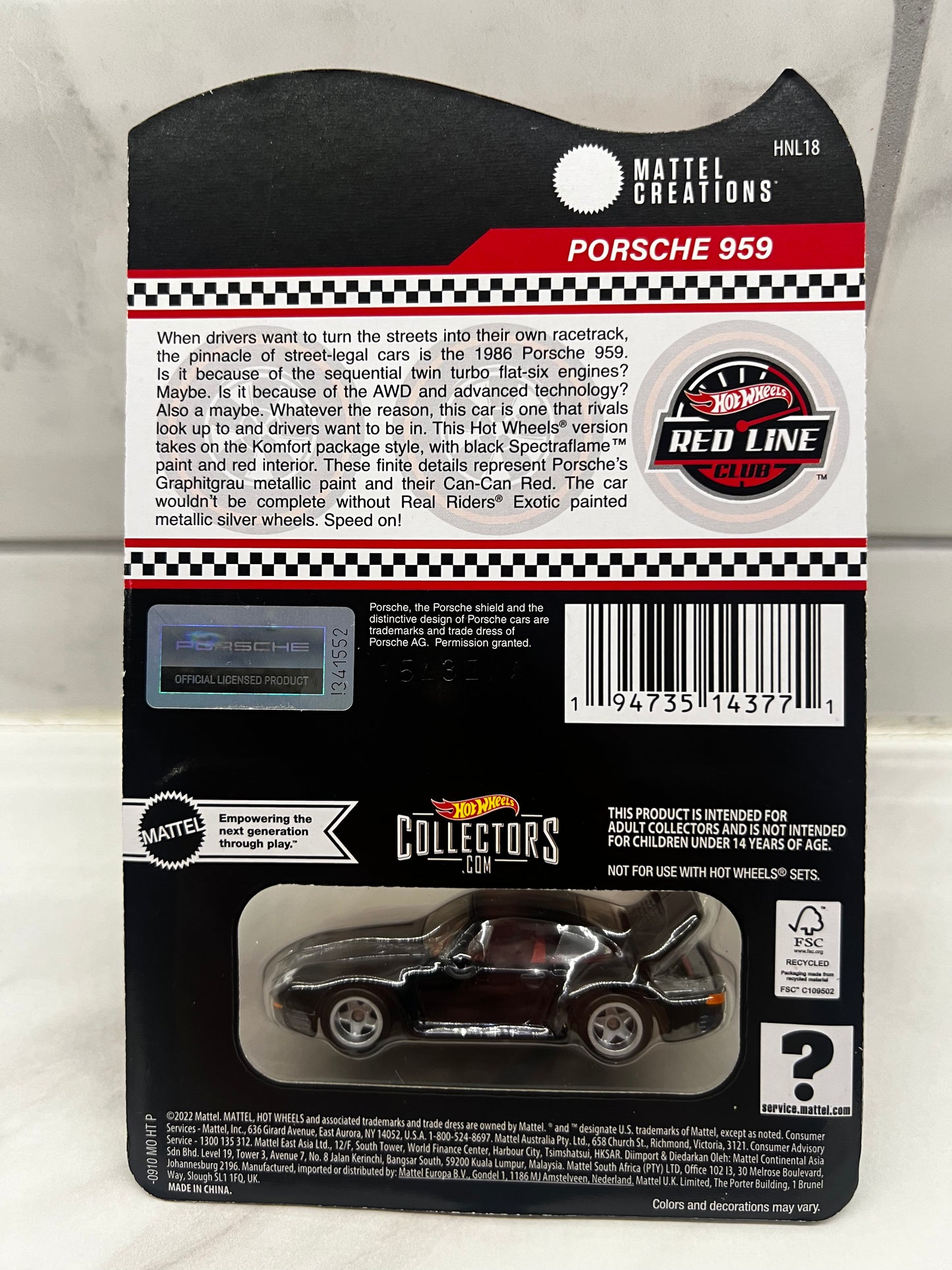 Hot Wheels Porsche 959 Redline club 2023