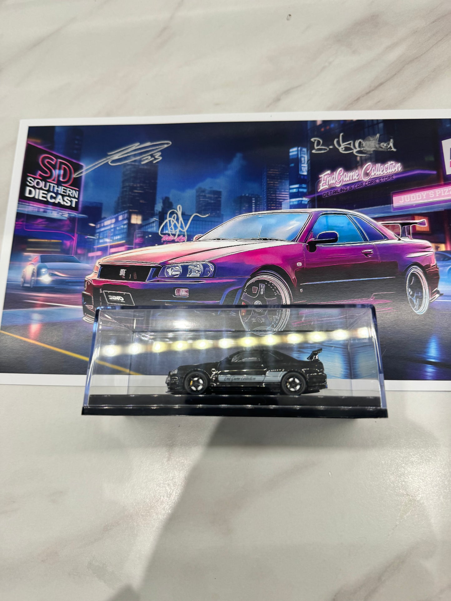 INNO64 Nissan GT-R R34 Z-Tune Endgame Australia Black Pearl Chase  1/64 signed by Bono Van & others  105/200 with poster