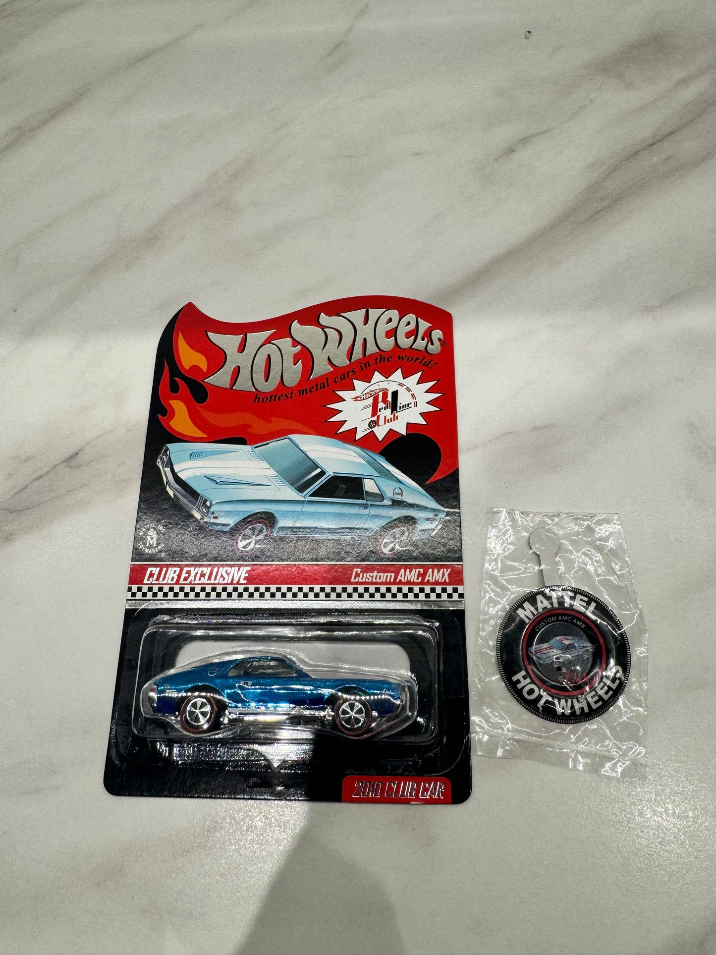 Hot Wheels 2010 MOMC RLC Exclusive Club Car blue Custom AMC AMX 2145/5500 with pin