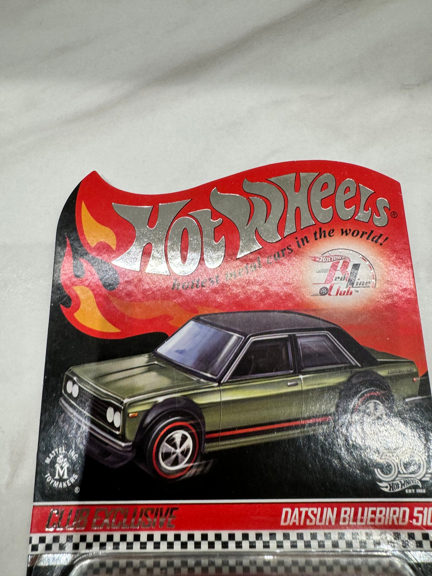 Hot Wheels 2018 Red Line Club Exclusive Datsun Bluebird 510 Olive with pin