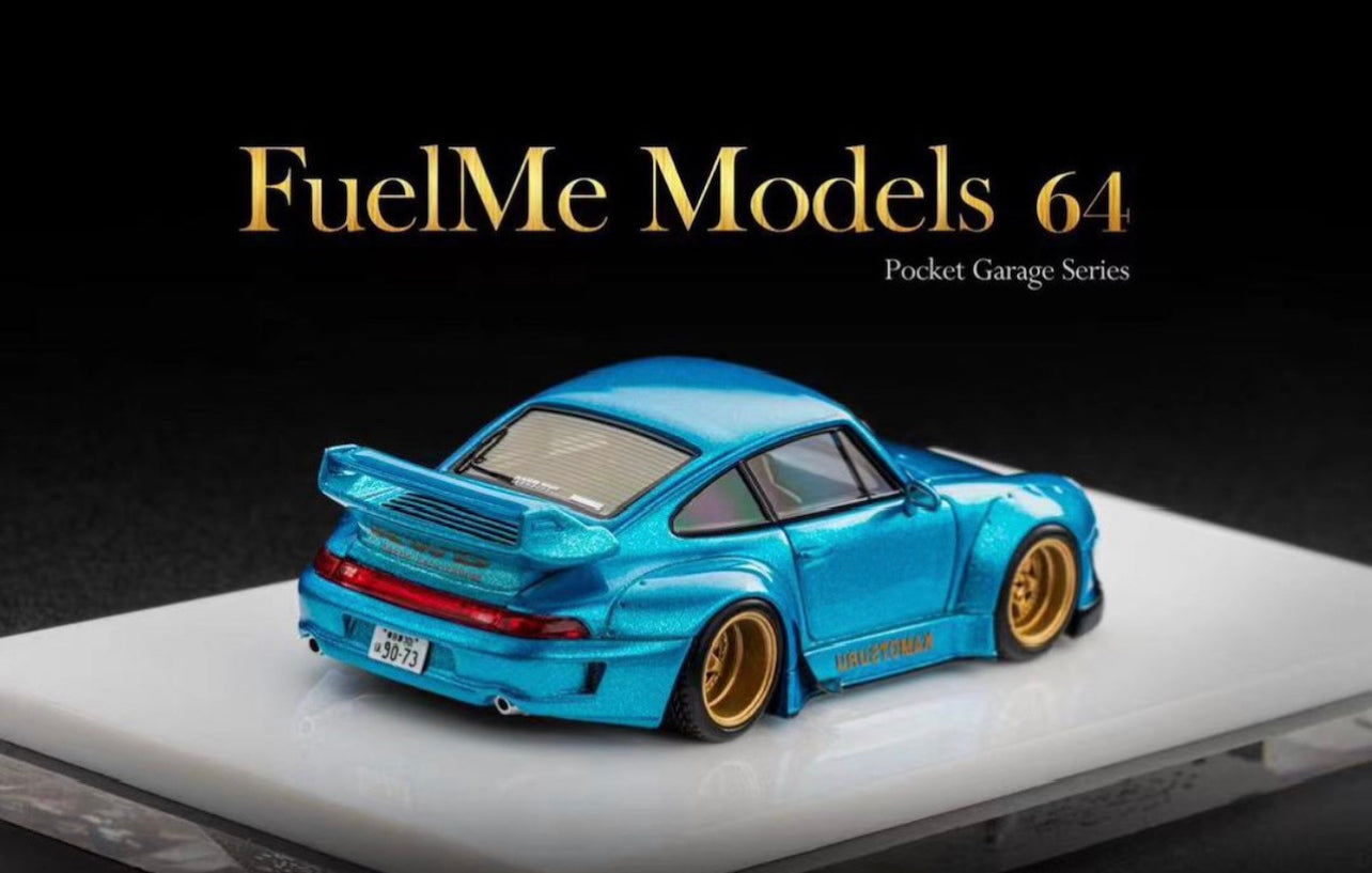 FUELME PORSCHE RWB 993 WIDEBODY RAUH PASSION MIAMI BLUE 299 PIECES  1/64