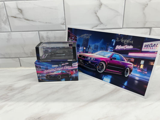 INNO64 Nissan GT-R R34 Z-Tune Endgame Australia Black Pearl Chase  1/64 signed by Bono Van & others  105/200 with poster