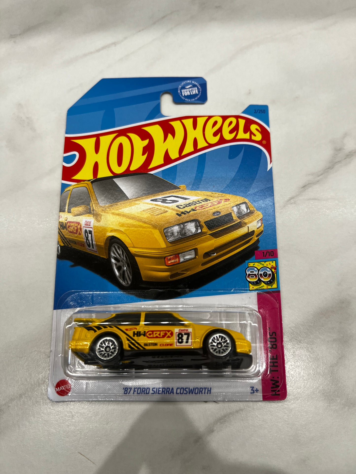 HOT WHEELS 87 FORD SIERRA COSWORTH YELLOW KROGER EXCLUSIVE LOT