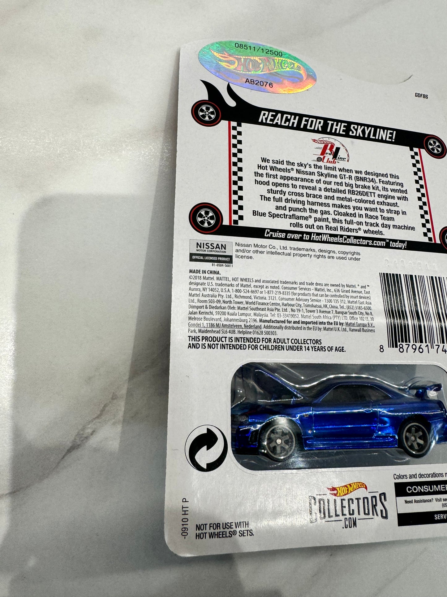 Hot Wheels 2019 Blue Skyline R34 Redline Club 8511/12500 Sealed