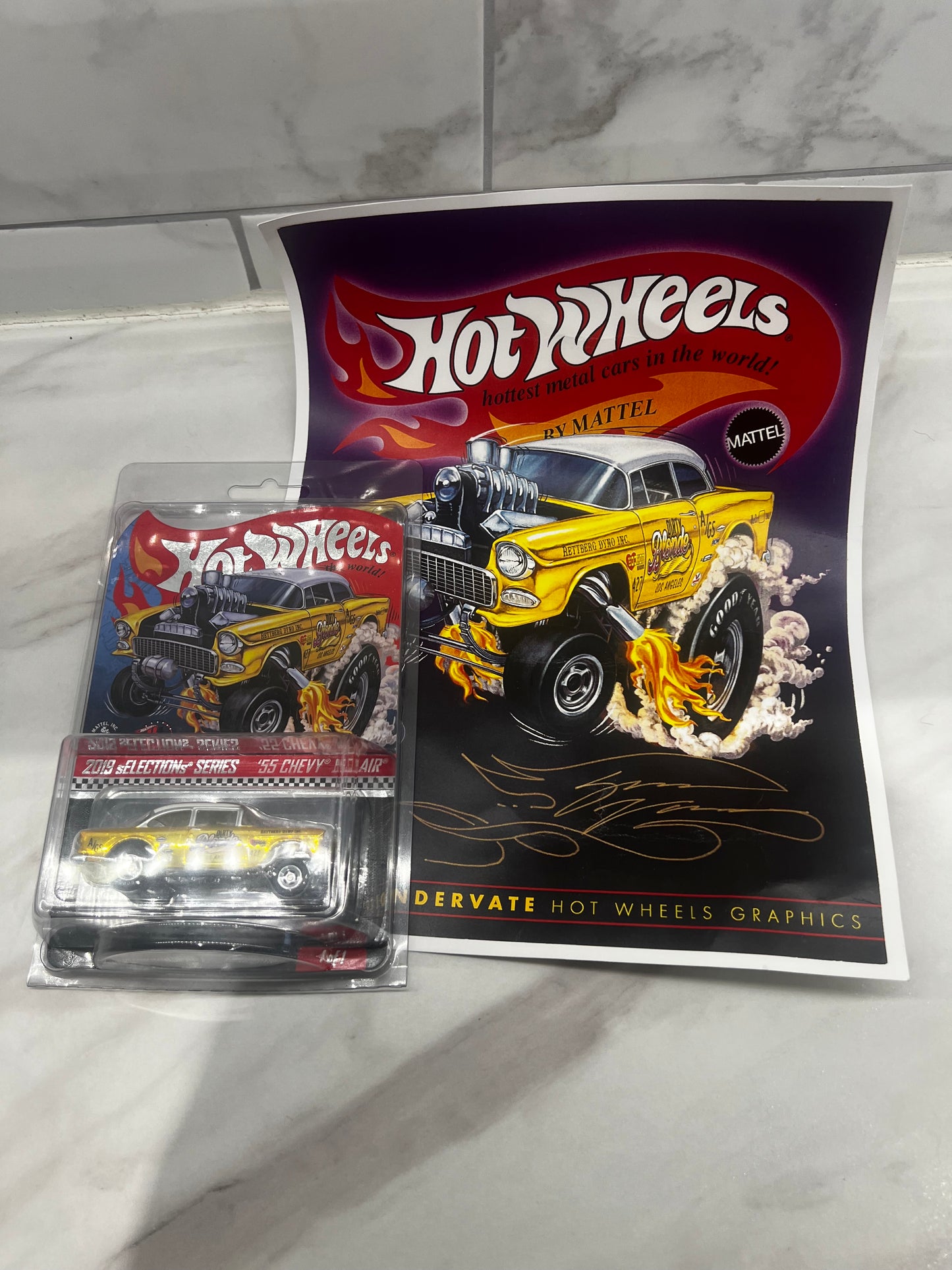 Hot Wheels 55 Chevy Bell Air gasser Blondie With E Poster