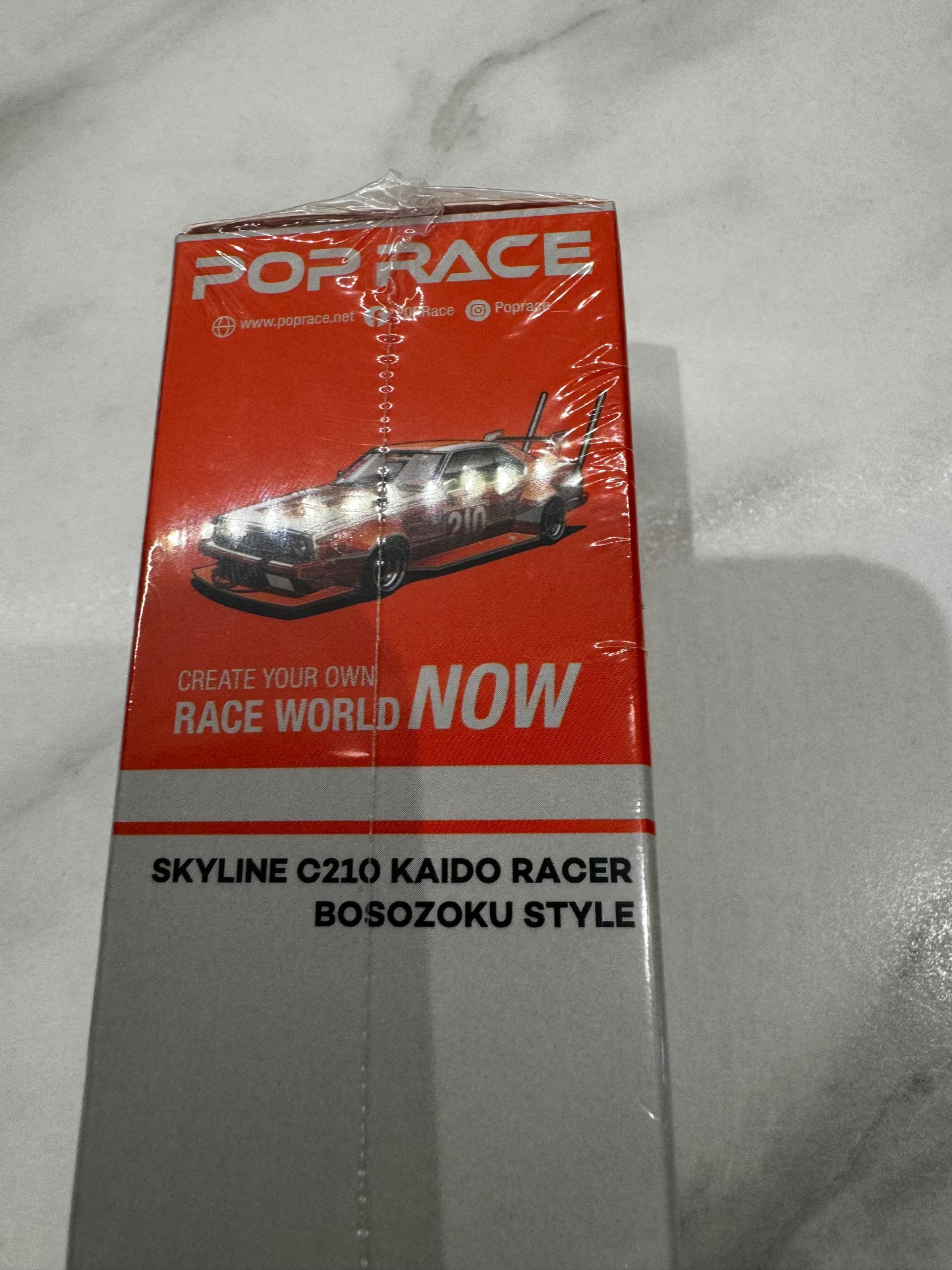 Pop Race Skyline C210 Kaido Racer Bosozoku Style Silver Orange 1/64