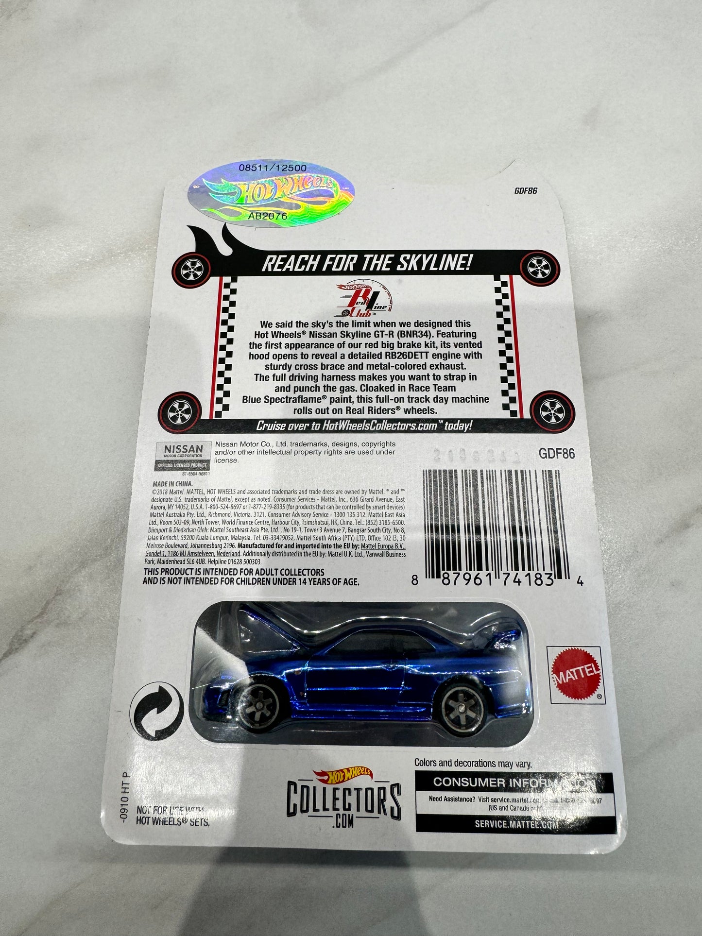 Hot Wheels 2019 Blue Skyline R34 Redline Club 8511/12500 Sealed