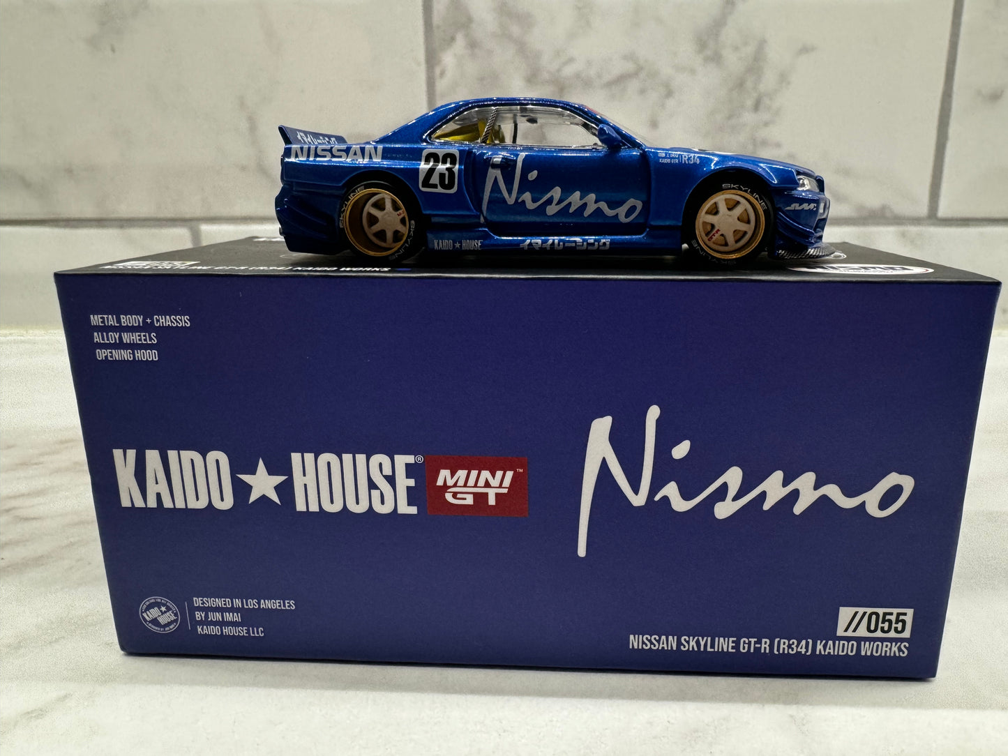 Mini GT x Kaido House 1:64 Nissan Skyline GT-R (R34) Kaido Works V3 Blue CHASE