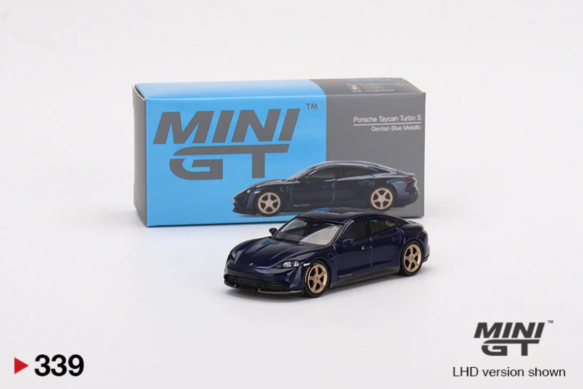 Mini GT 339 Porsche Taycan Turbo S Gentian Blue Metallic