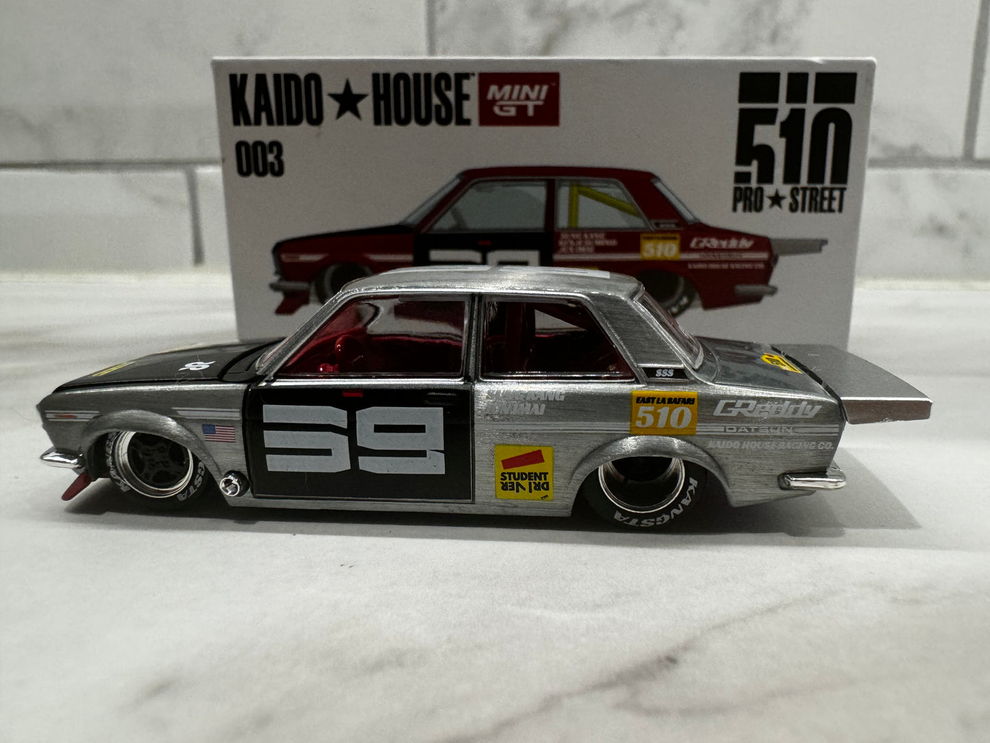 Mini GT Kaido House 003 Datsun 510 Pro Street Sun Kang Red CHASE 1:64