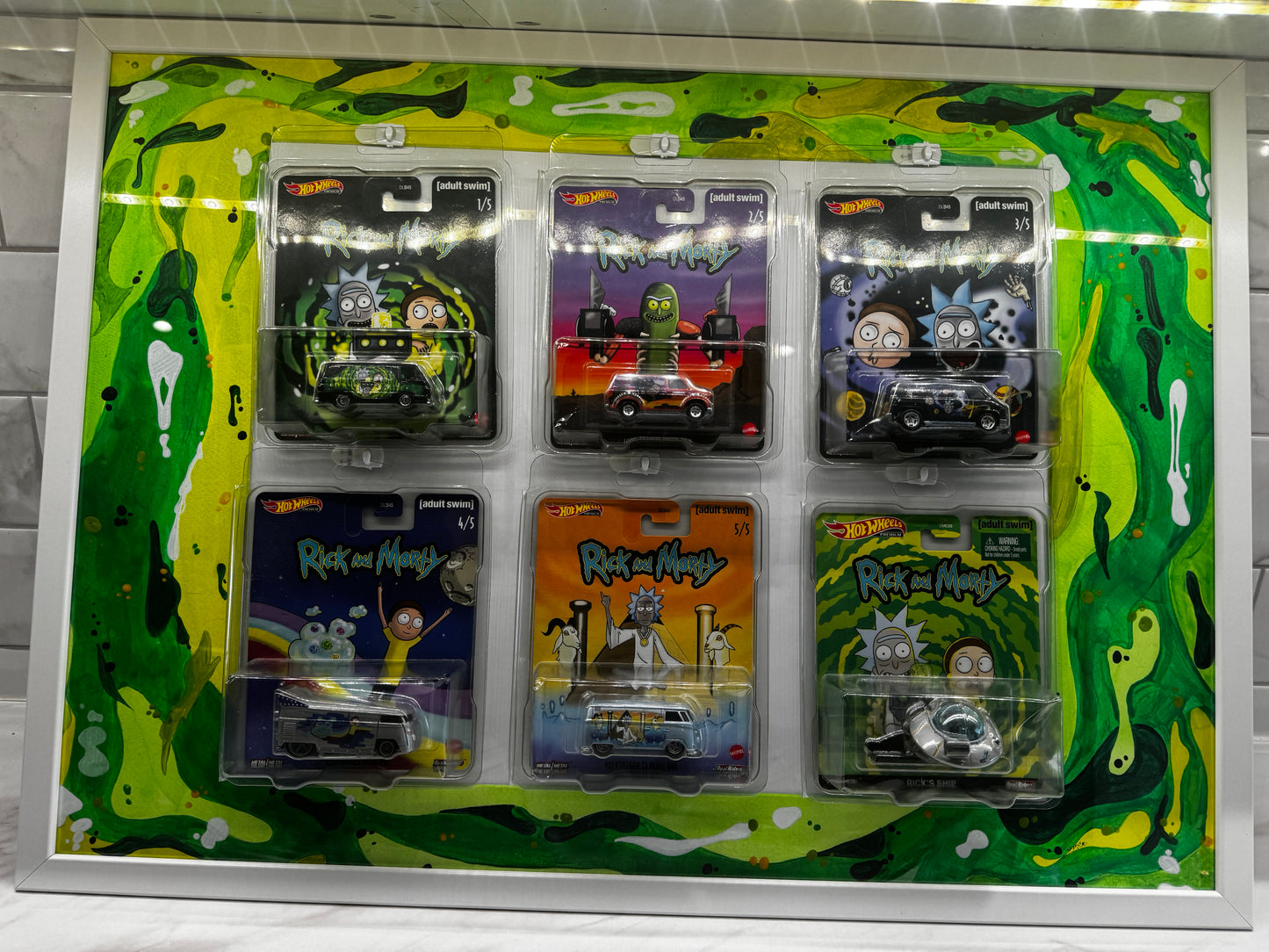 Hot Wheels Rick And Morty Complete set with bonus card with frame too