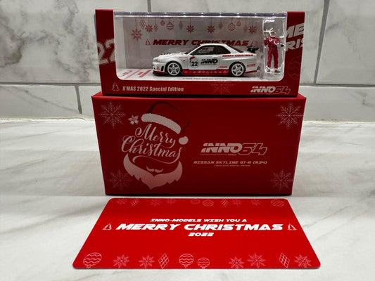 INNO64 Nissan Skyline GT-R (R34) - X-Mas 2022 Special Edition with Santa Figure CHASE EDITION