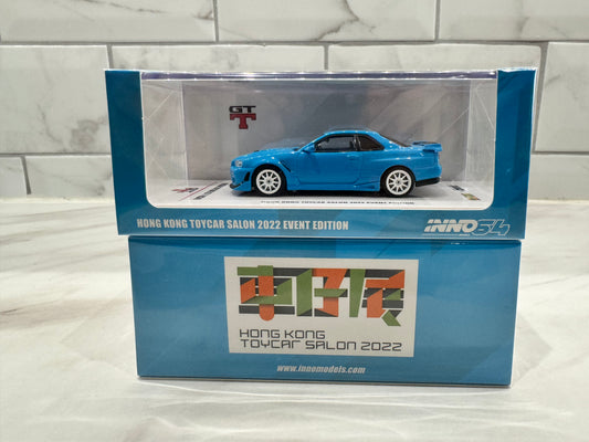 Inno64 Nissan Skyline GT-T R34 Baby Blue Hong Kong ToyCar Salon 2022 Event Edition IN64-R34-BBBL