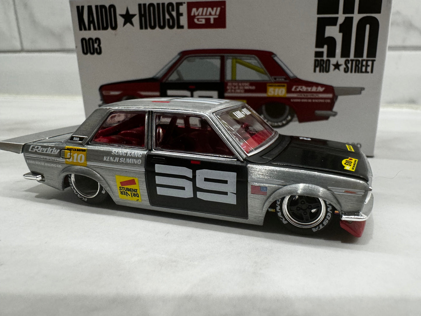 Mini GT Kaido House 003 Datsun 510 Pro Street Sun Kang Red CHASE 1:64