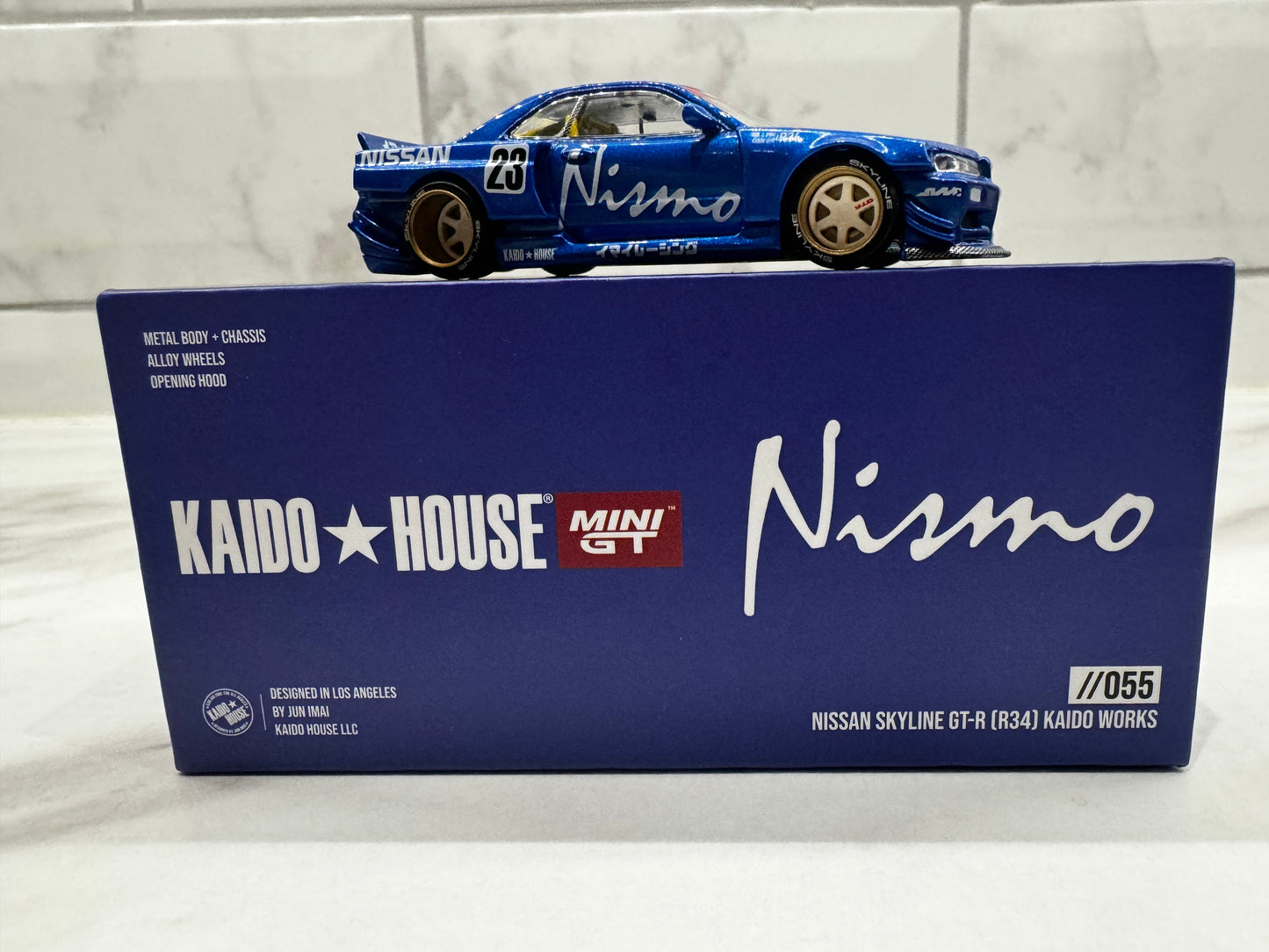 Mini GT x Kaido House 1:64 Nissan Skyline GT-R (R34) Kaido Works V3 Blue CHASE