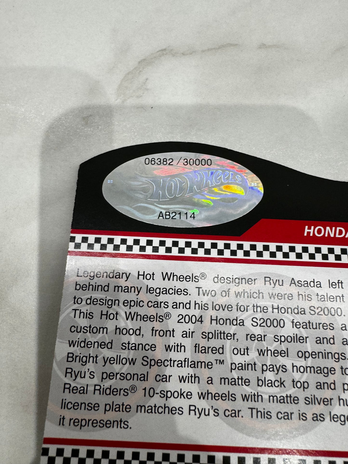 Hot Wheels Honda S2000 RLC Ryu Edition 6382/30000