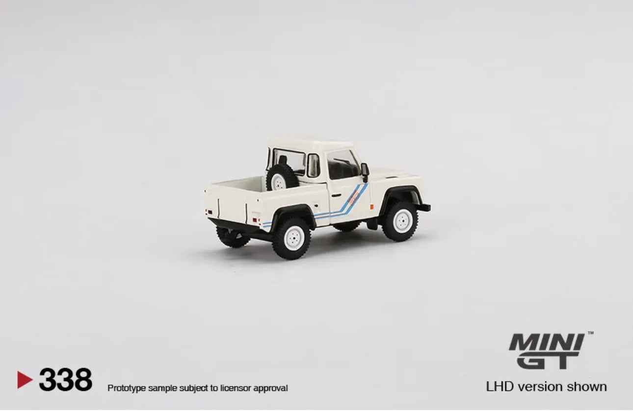 MINI GT 1:64 Model Car Land Rover Defender 90 Pickup Alloy Vehicle #338 LHD