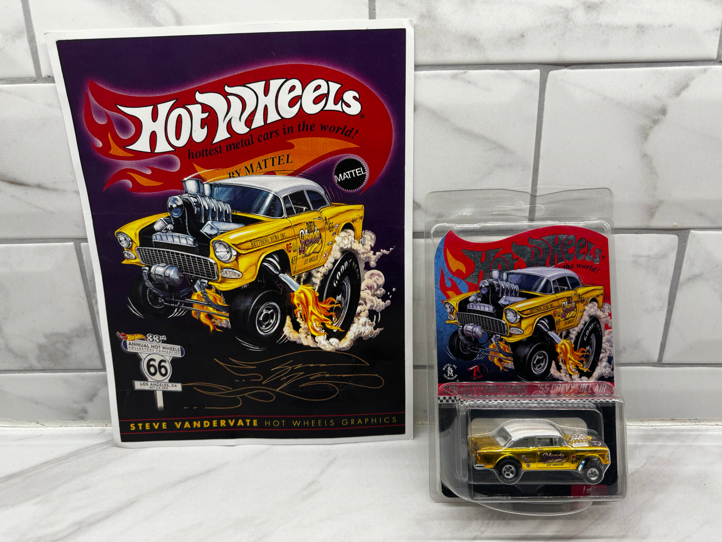 Hot Wheels RLC 2019 Selections Series '55 Chevy Bel Air Gasser - Dirty Blonde & E SHEET