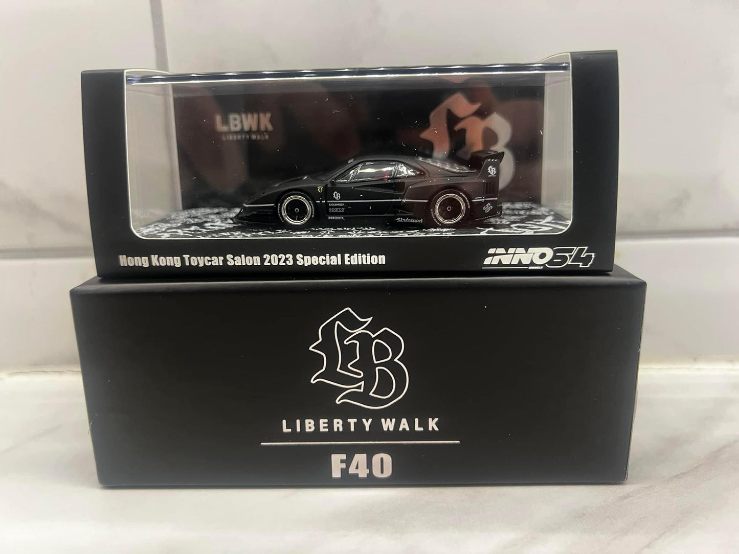 INNO64 1:64 Ferrari LBWK F40 Matte Black HONG KONG TOYCAR SALON 2023 Special Edition