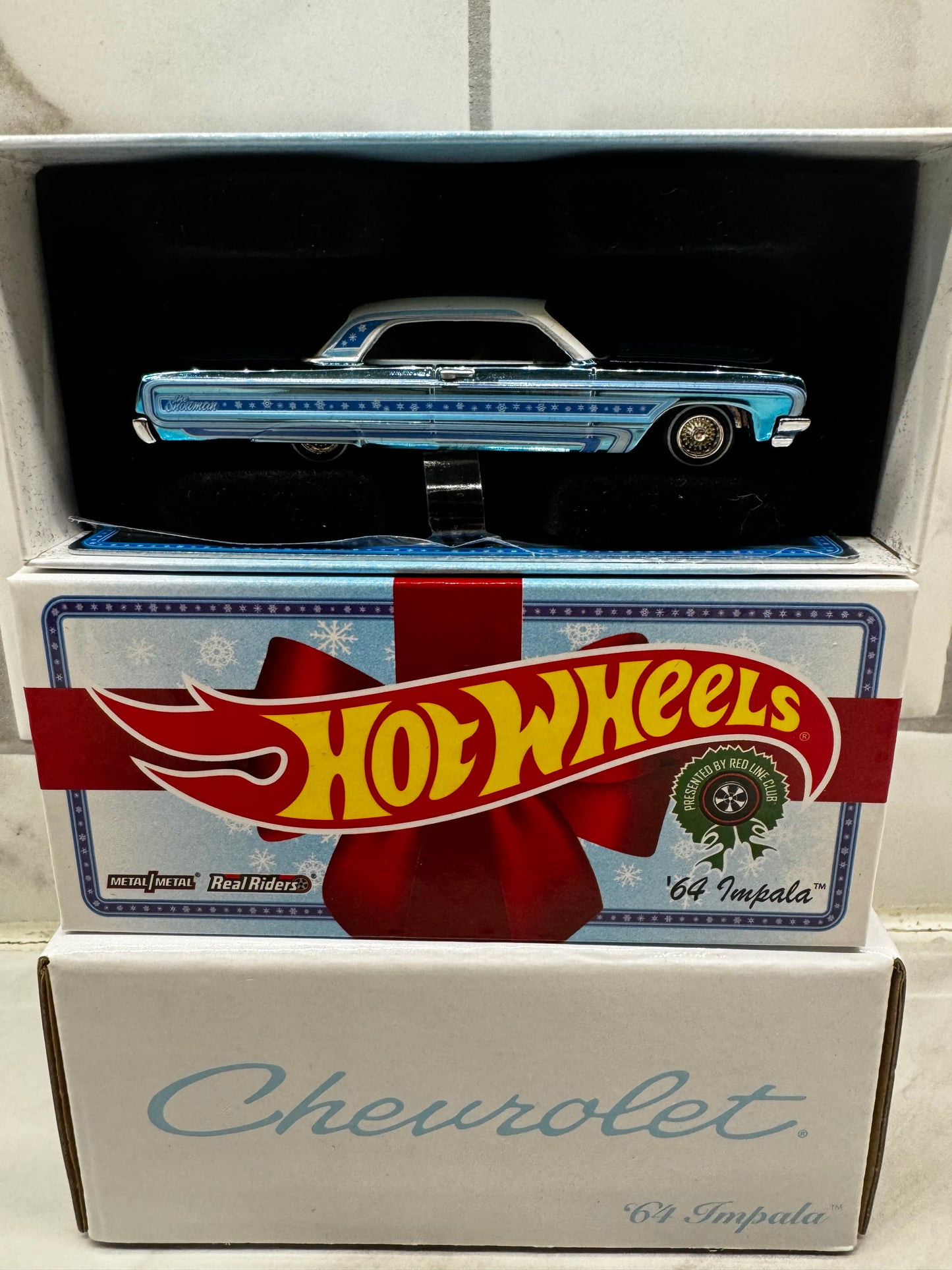 Hot Wheels Blue “The Snowman” Chevrolet ‘64 Impala RLC Collectible Car 28406/30000