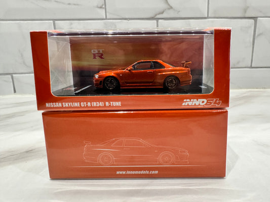 Inno64 Nissan Skyline GT-R R34 R-Tune Orange Metallic