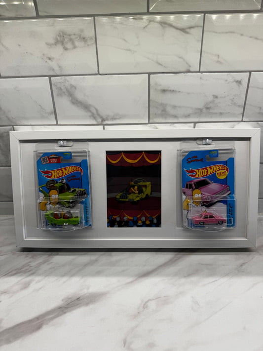 Hot Wheels Simpsons display set with carded picture of the Homer