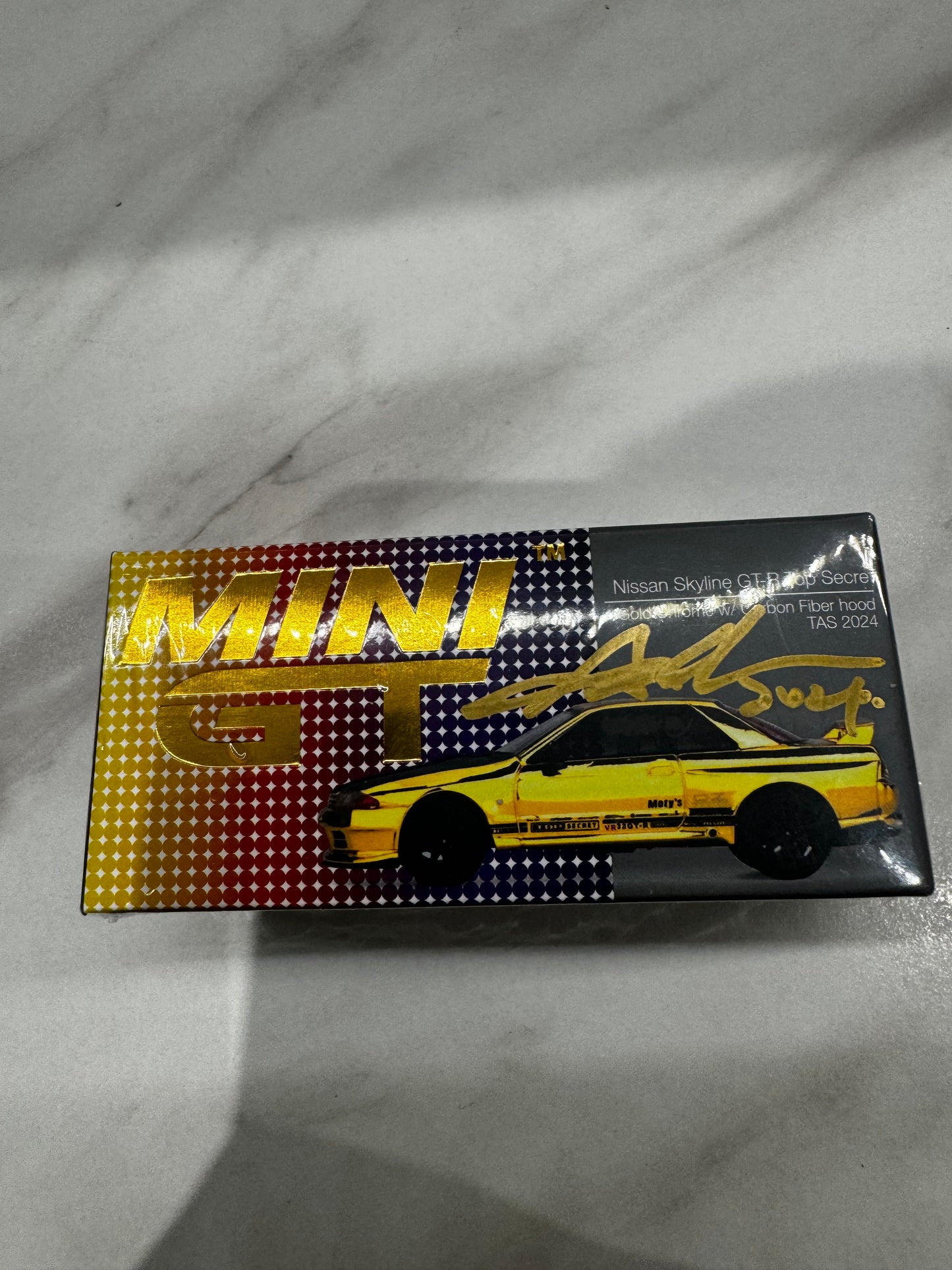 MINI GT Nissan Skyline GT-R Top Secret VR32 Gold Tokyo Auto Salon 2024 Limited Signed by Glen Chou Director & CEO OF TSM MODELS