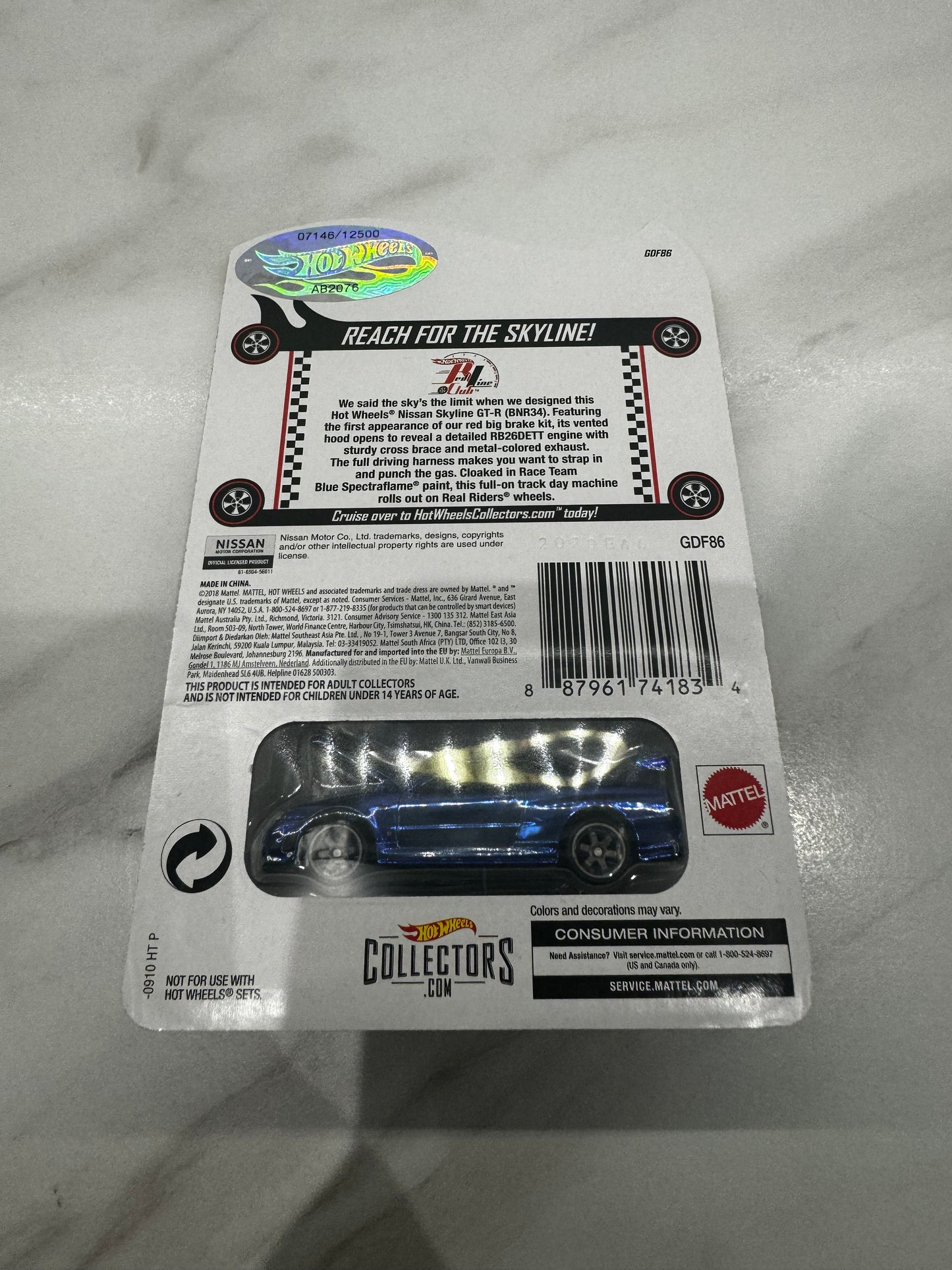 Hot Wheels 2019 Blue Skyline R34 Redline Club 7146/12500 Sealed