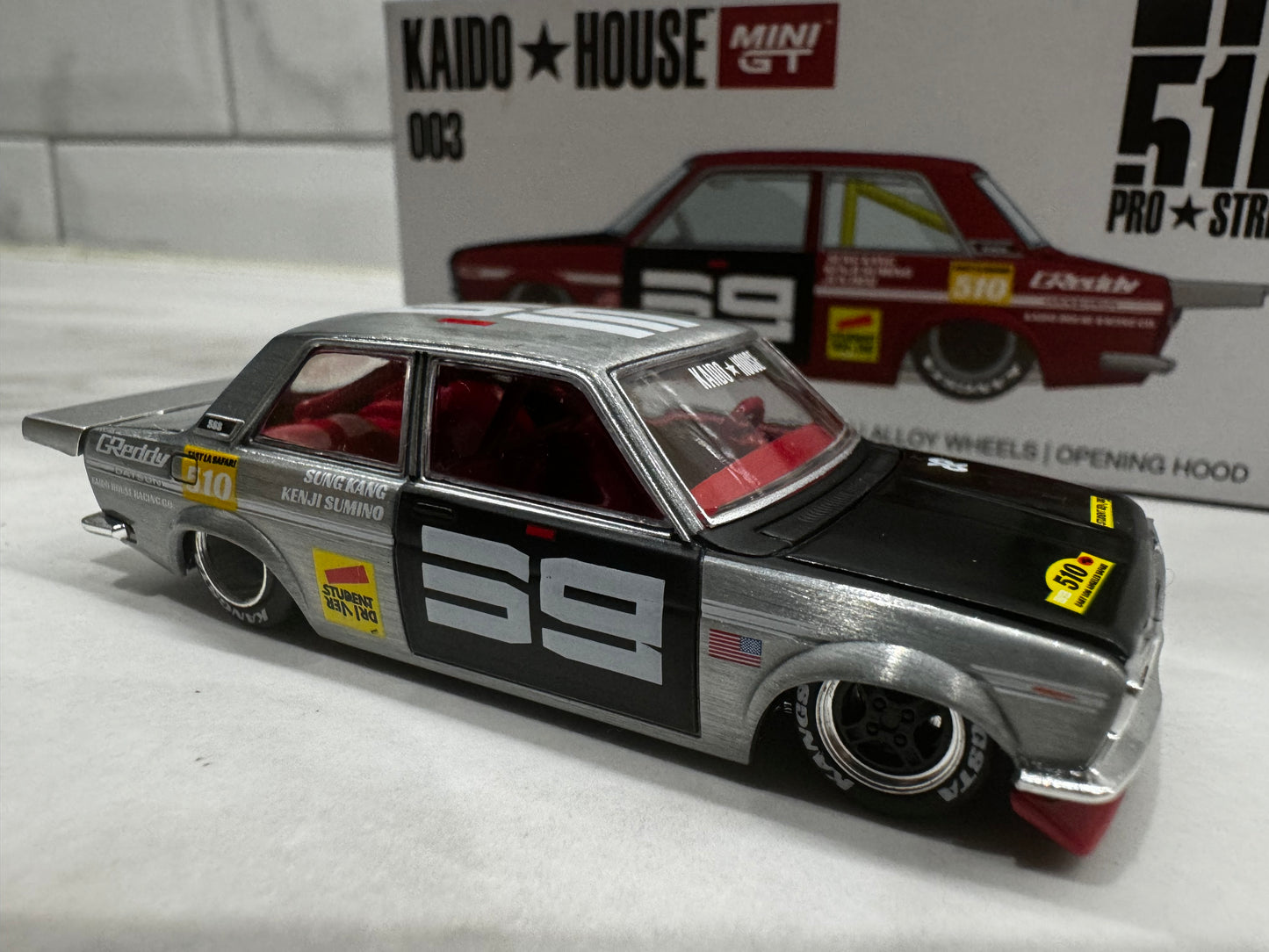 Mini GT Kaido House 003 Datsun 510 Pro Street Sun Kang Red CHASE 1:64