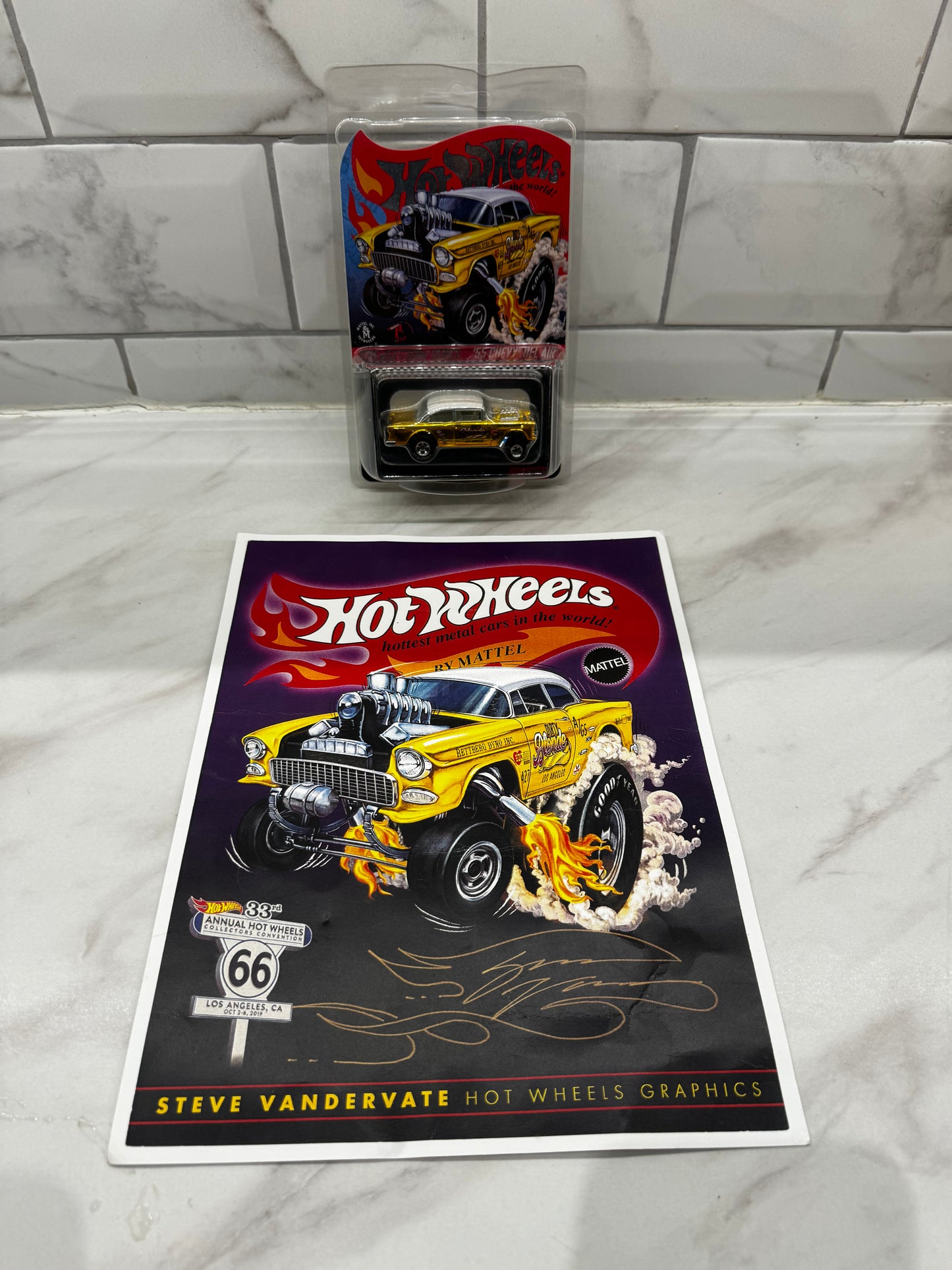 Hot Wheels RLC 2019 Selections Series '55 Chevy Bel Air Gasser - Dirty Blonde & E SHEET