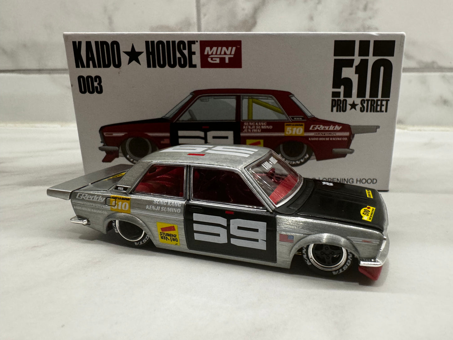 Mini GT Kaido House 003 Datsun 510 Pro Street Sun Kang Red CHASE 1:64