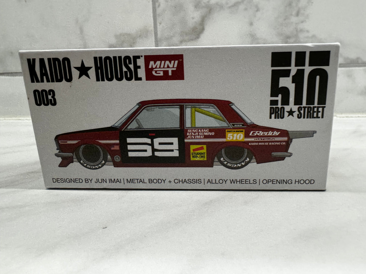 Mini GT Kaido House 003 Datsun 510 Pro Street Sun Kang Red CHASE 1:64