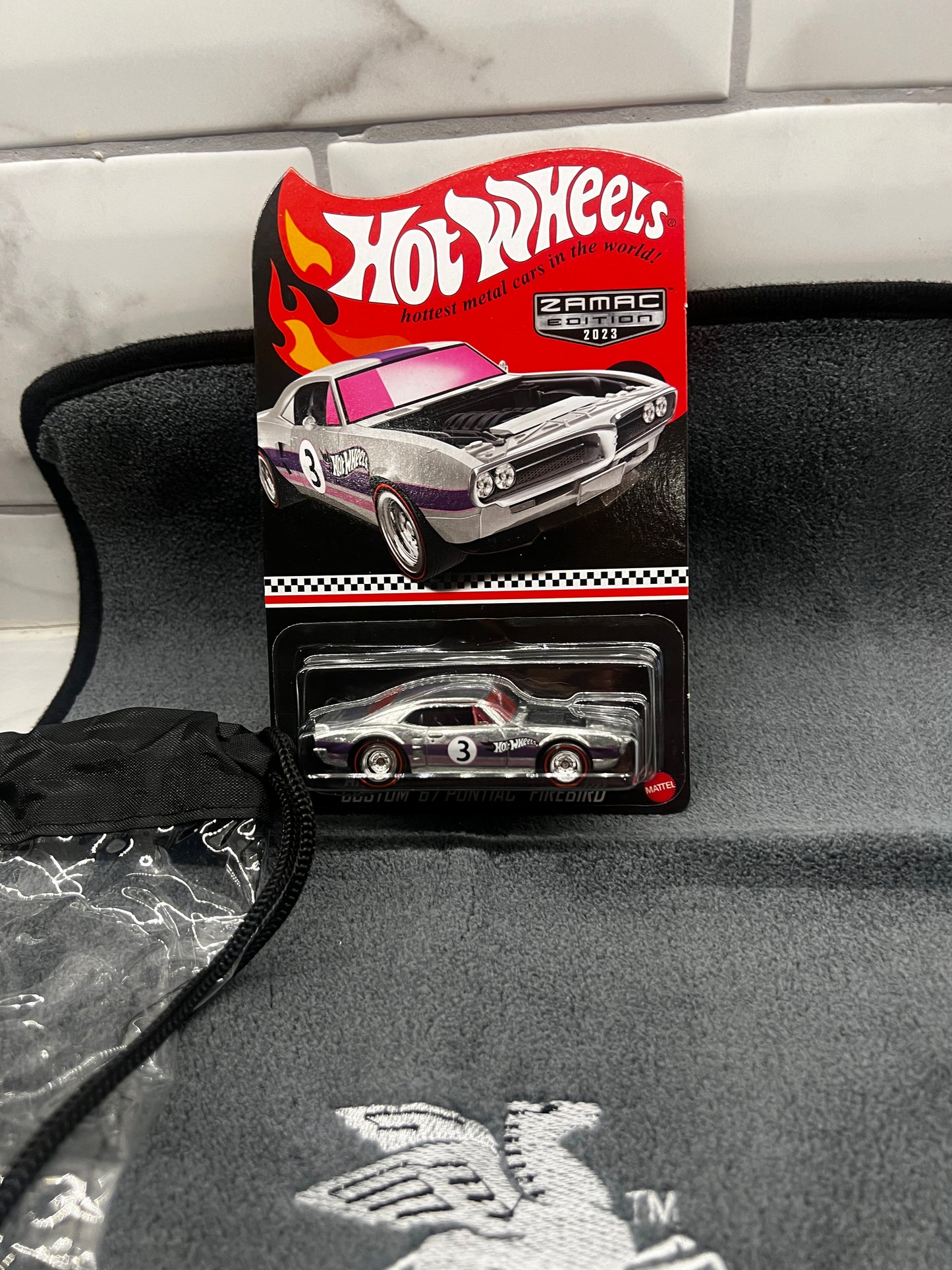 Hot Wheels 2023 Custom 67 Pontiac Firebird Full set with bag , cloth and bottle ZAMAC