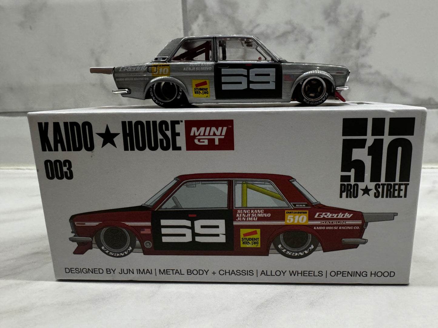 Mini GT Kaido House 003 Datsun 510 Pro Street Sun Kang Red CHASE 1:64