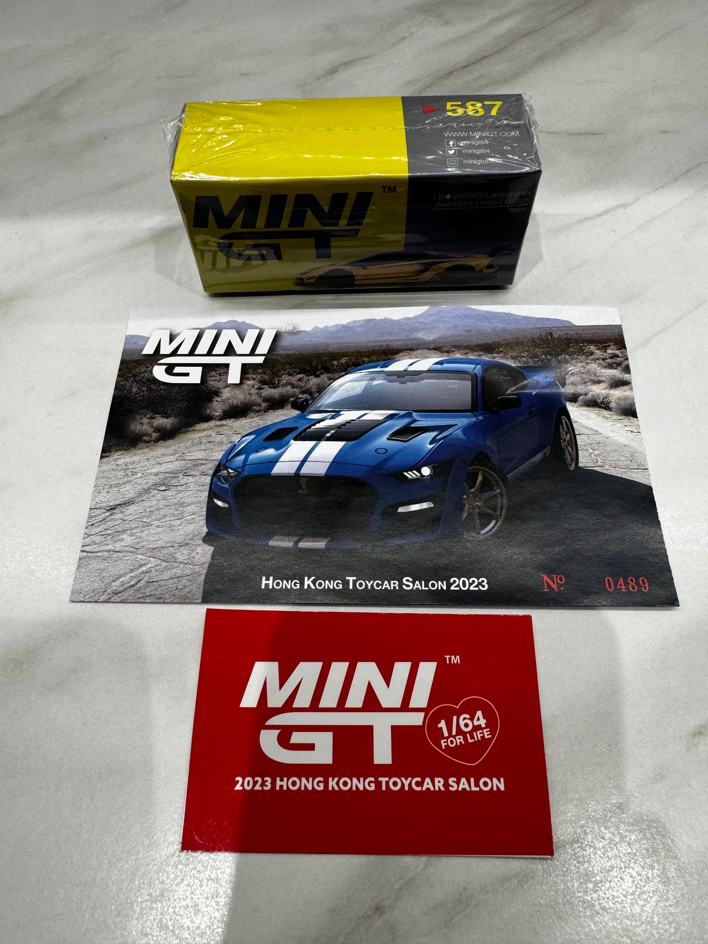 Mini GT LB★WORKS Lamborghini Aventador Limited Edition Yellow  489 2023 Hong Kong Toycar Salon Exclusive FULL SET #587