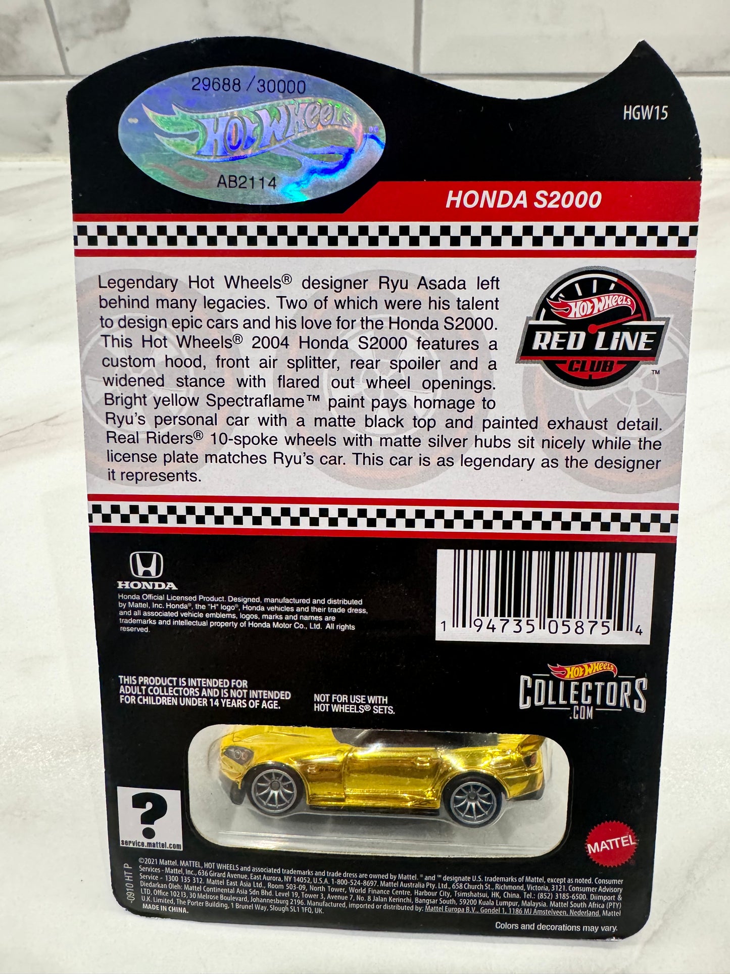 Hot Wheels RLC Exclusive Ryu Asada Honda S2000 29688/3000