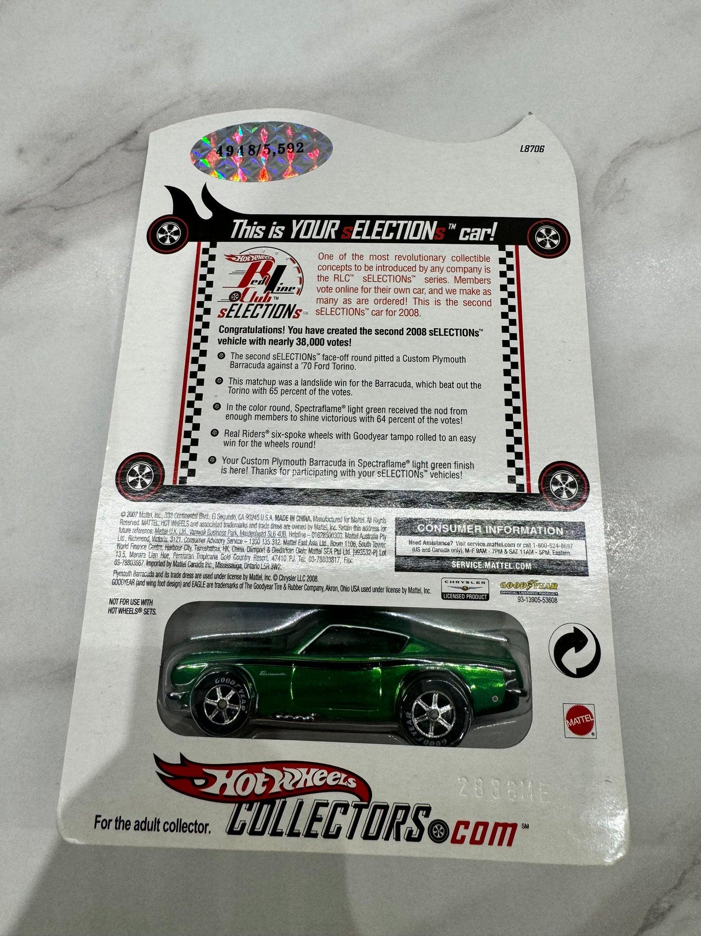 Hot Wheels RLC 2008 Selection Series Custom Plymouth Barracuda 4948/5592