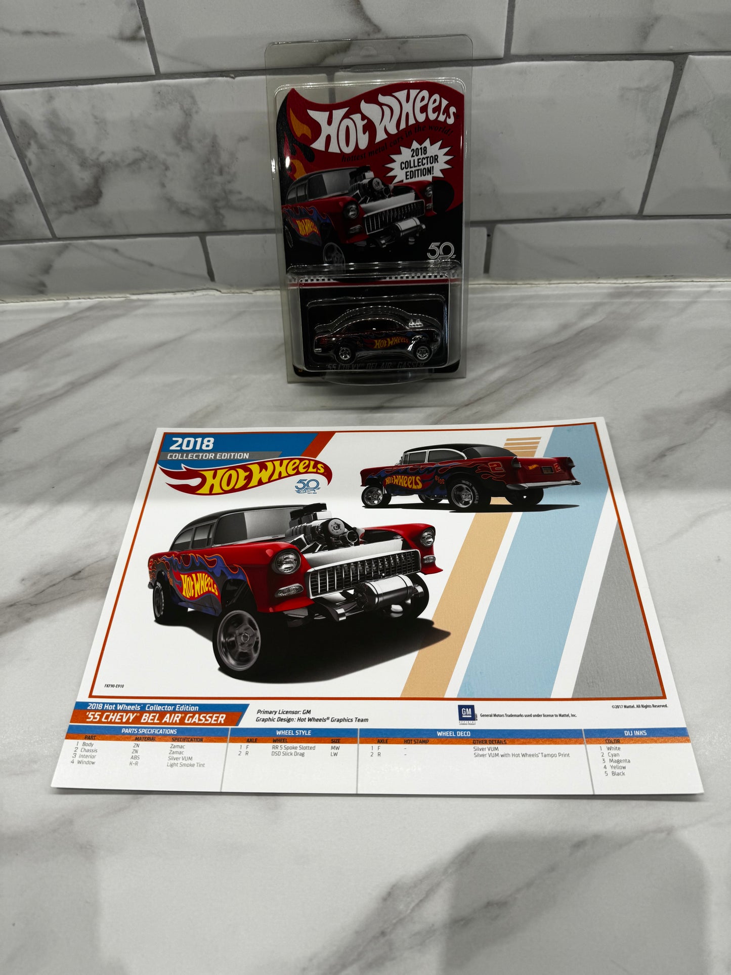 Hot Wheels 55 Chevy Bel Air Gasser 2018 Collector Edition with a e Card