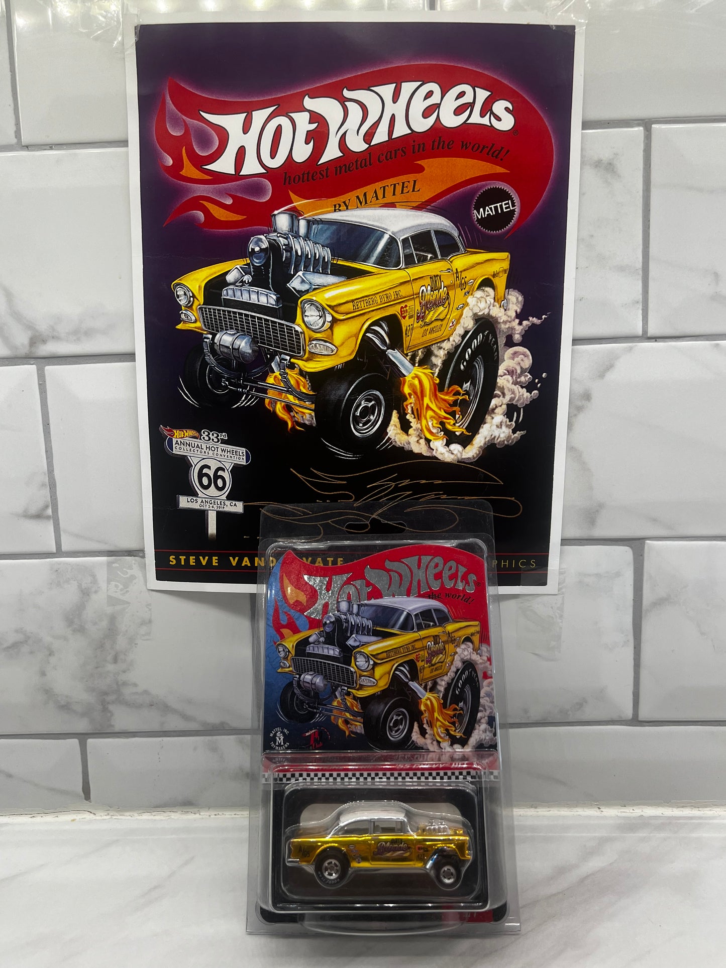 Hot Wheels 55 Chevy Bell Air gasser Blondie With E Poster