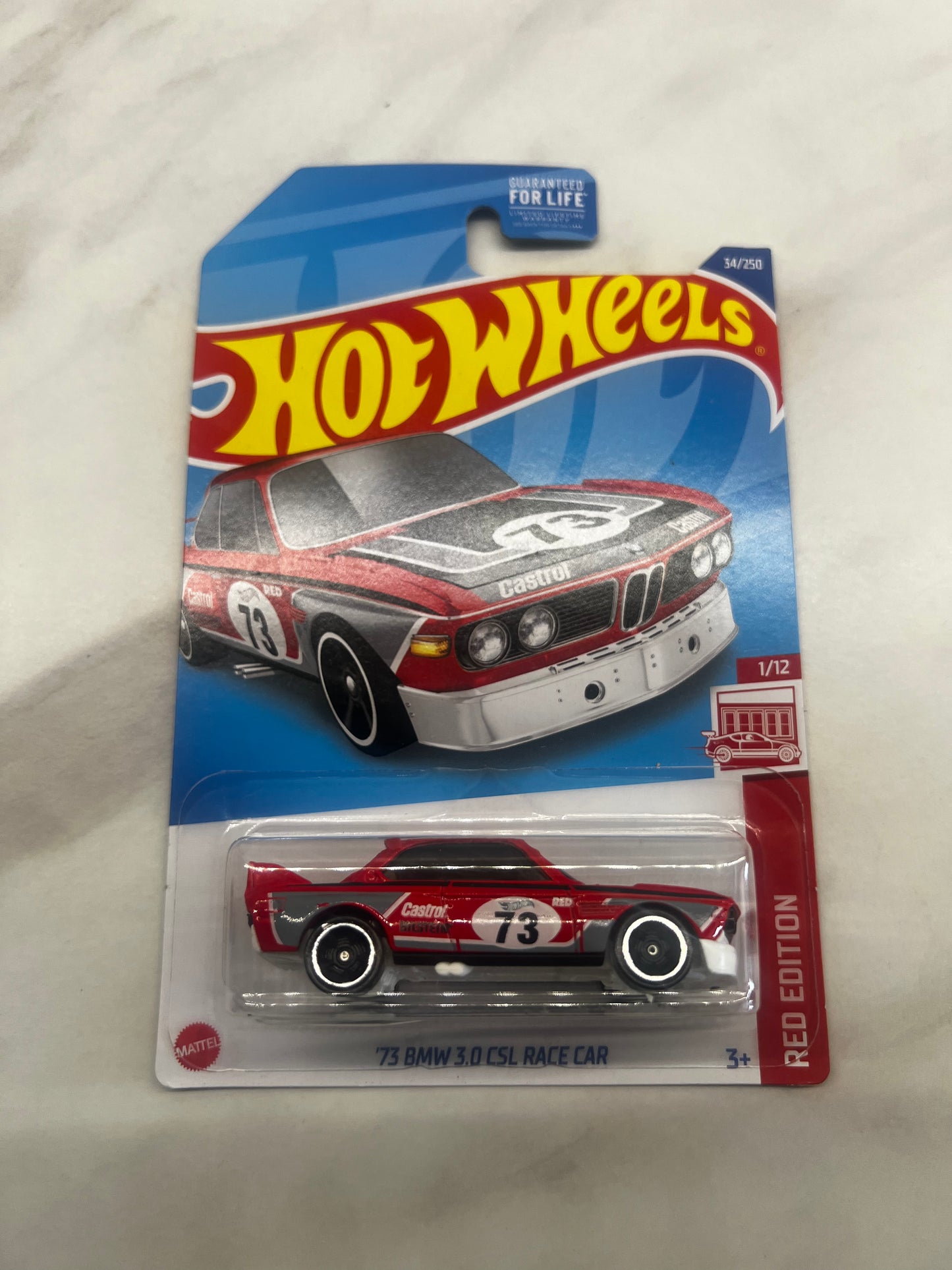 HOT WHEELS RED EDITION '73 BMW 3.0 CSL RACE CAR