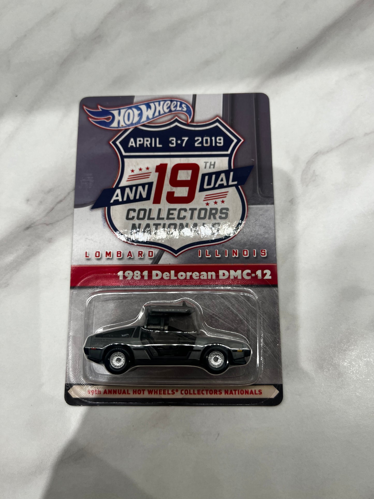 2019 HOT WHEELS 1981 DELOREAN DMC-12 FROM 19TH COLLECTORS NATIONALS #1350/4000 Nice number