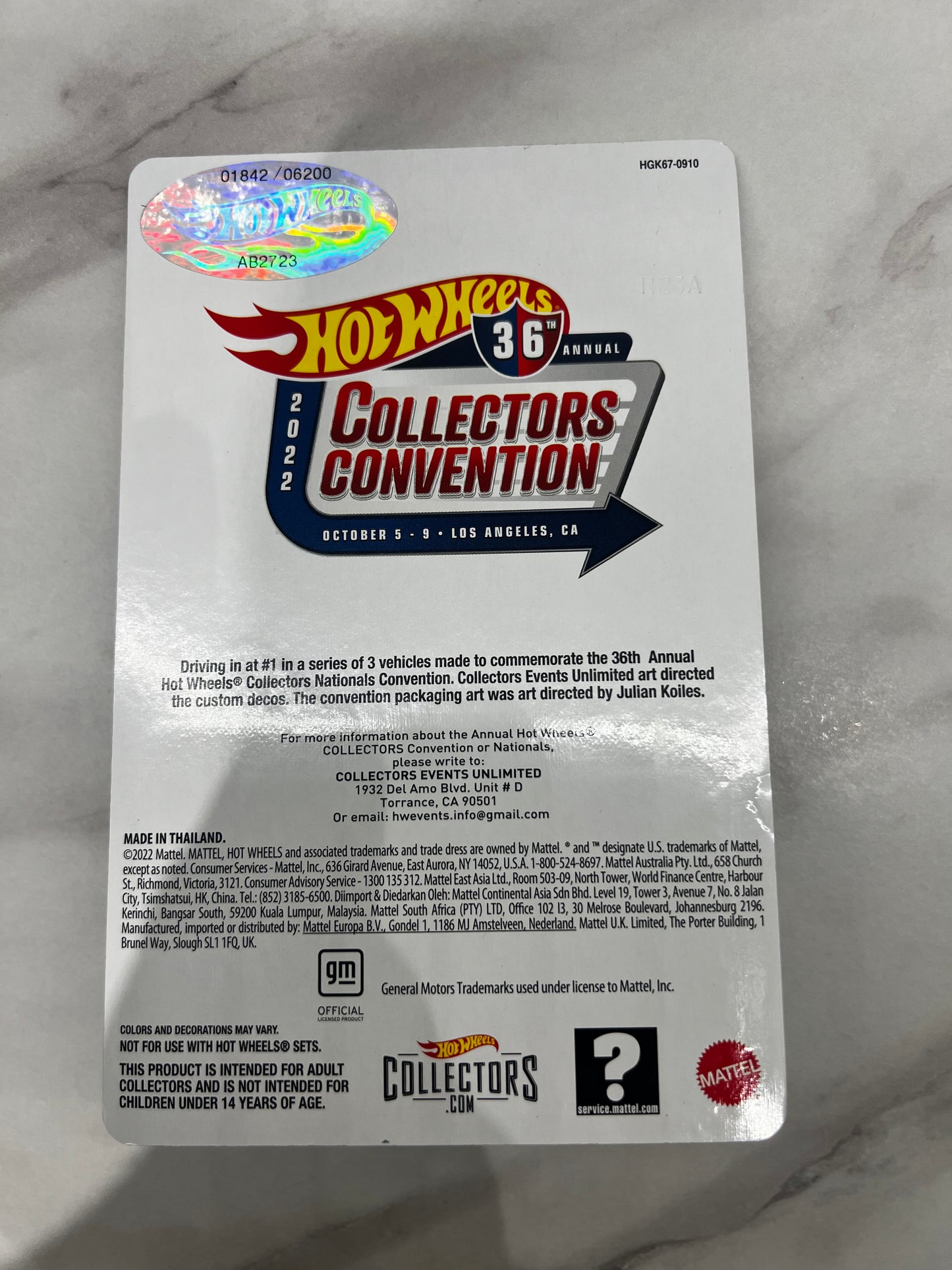 Hot Wheels LA 36th Annual Collectors Convention 83 Chevy Silverado Brand NEW 1842/6200