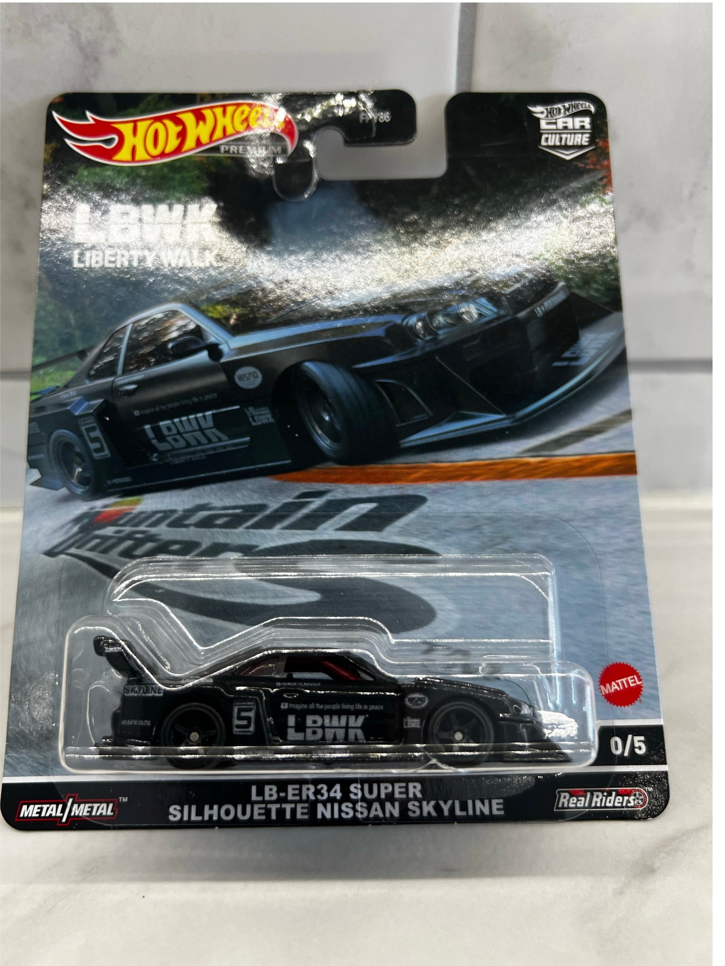 Hot Wheels R34 Mountain Drifters Black Chase small crack on blister