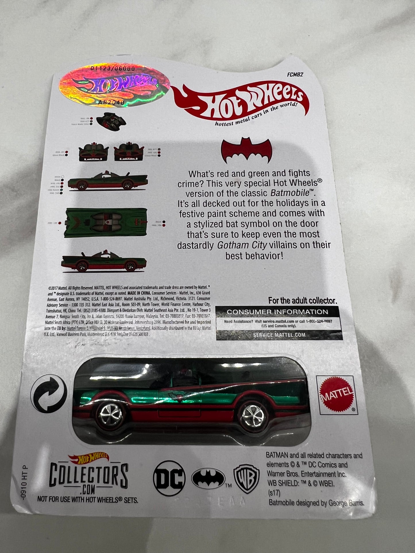 2017 Hot Wheels Red Line Club RLC Holiday Classic TV Series Batmobile 1966 1123/6000